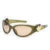 Fashion Y2K Love Oval Sunglasses For Men And Women Peach Heart Girls Shade For Woman Anti-UV Resistant Pink Frame Glasses