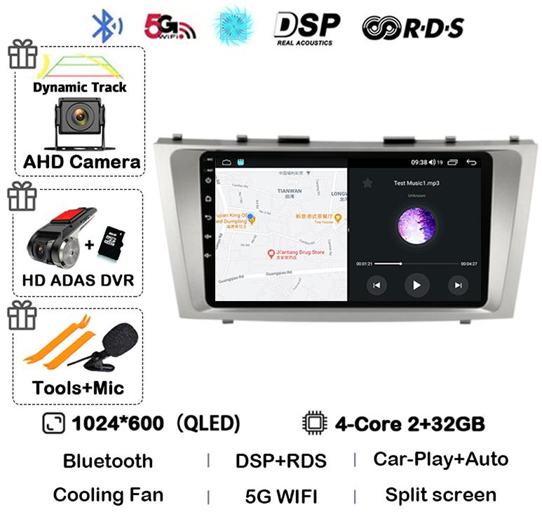 Android 14 Carplay Wifi+4G автомобильное радио для Toyota Camry 7 XV 40 50 2006-2011 4G мультимедийный плеер навигация GPS стерео 360 камера