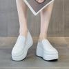 Fashion 8CM Casual Shoes Women's New Platform Heel Women Round Toe 2024 White Shoes Fashion Breathable Thick Bottom Slip Loafers Women