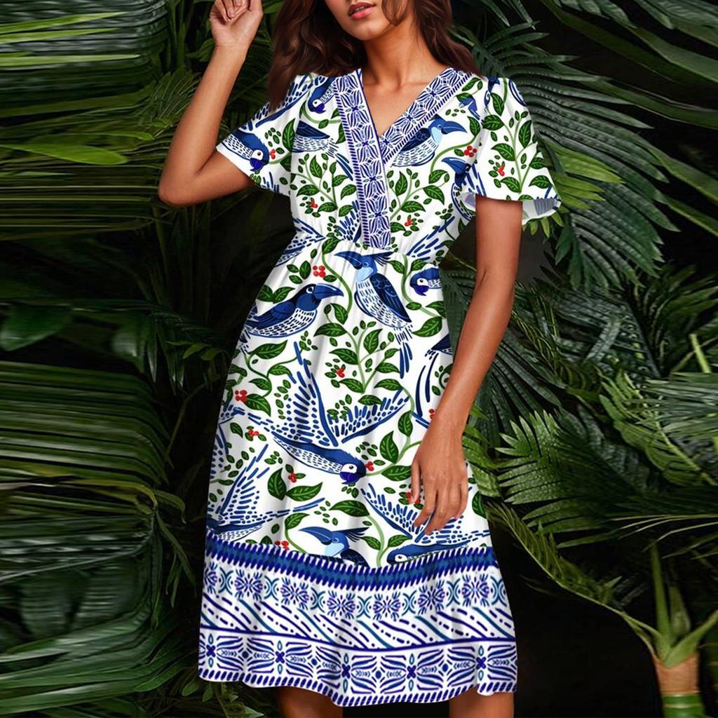 Женское летнее платье свободного покроя для пляжного отдыха, повседневное платье-жилет с глубоким V-образным вырезом, элегантное платье-рубашка