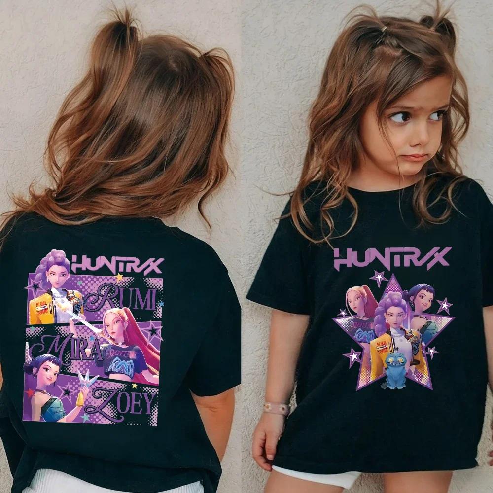 Детская футболка Kpop Охотники на демонов с коротким рукавом Saja Мальчики Kdis Футболка Милые Kpop Охотники на демонов Harajuku Футболка для мальчиков и девочек