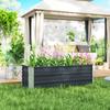 Steel raised garden bed, planter box, flower box, flower pot with gloves, charcoal gray, 125 x 47 x 44 cm