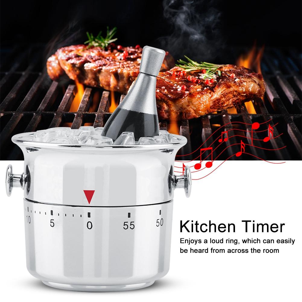  Fdit Stainless Steel 60 Minute Mechanical Kitchen Timer, Wind Up Countdown Timer with Loud Alarm - Bucket Shaped Design for Cooking, ,  , Classr