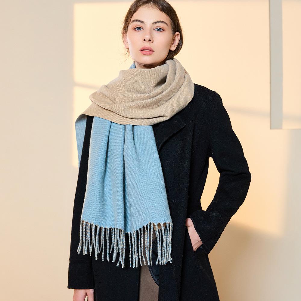Thickened Solid Color Double Sided Imitation Cashmere Scarf Autumn and Winter Atmosphere Women's High End Versatile Men's Scarf Warm Shawl