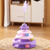 Rotating Cat Toy with 3-Tier Hollow Tracks Colorful Balls Detachable Portable Playground for Cats Interactive Cat Stick Turntable for Boredom Relief