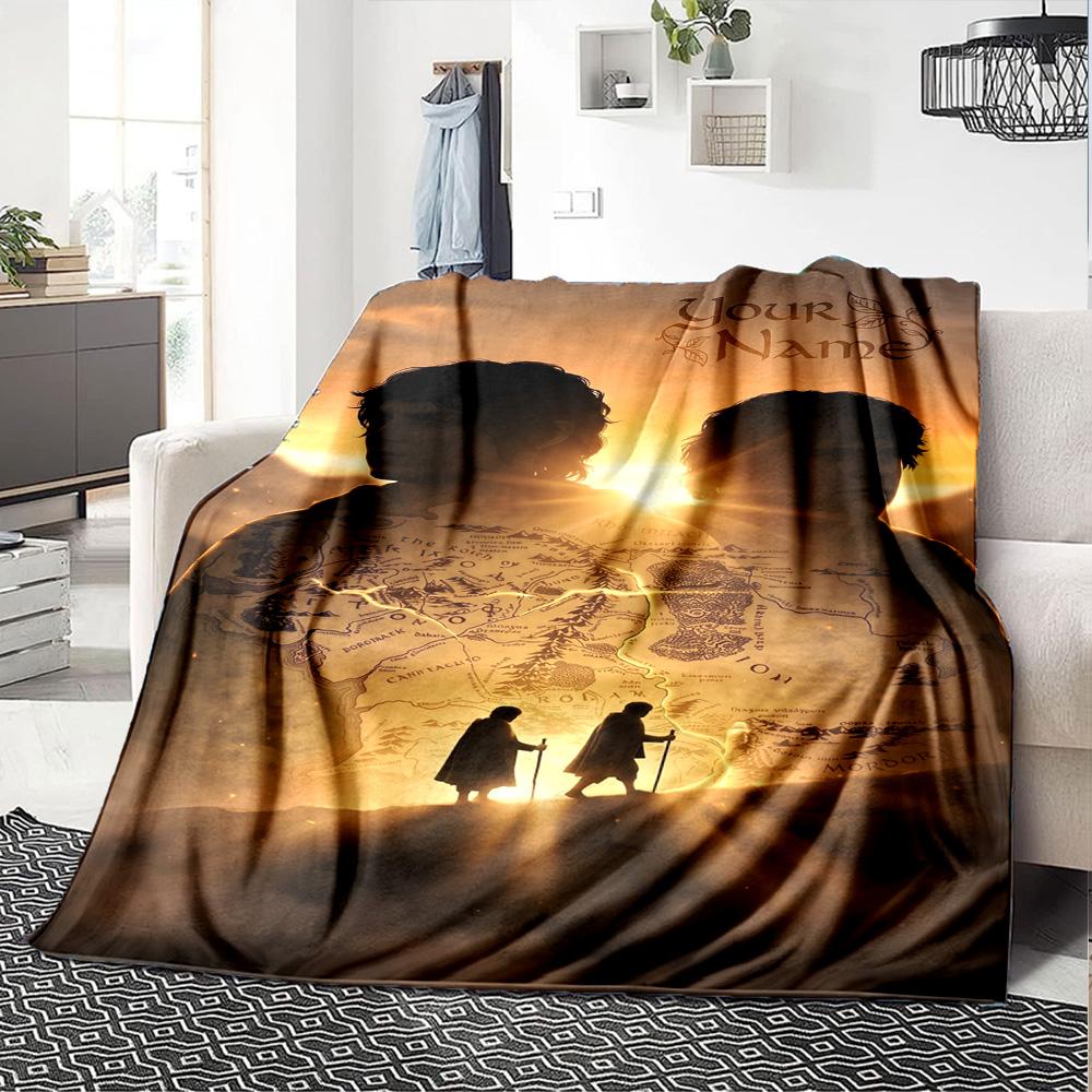 Lord Rings Customize Text Blanket Gift Personalized Blanket Soft & Cozy Throw For Office Nap Sofa Office Chair for All Occasions