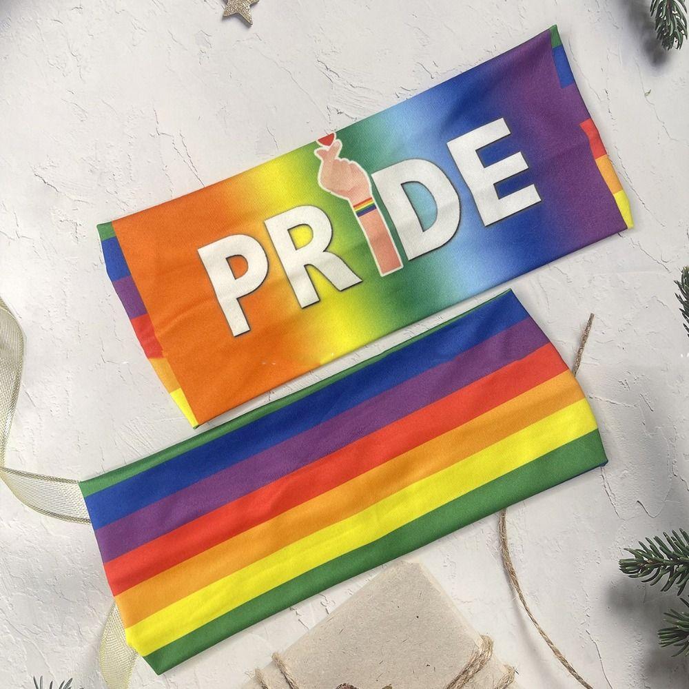 Soft Rainbow Headband Parade Sports Hairband Hair Accessories Rainbow Elastic Headband Pride Month