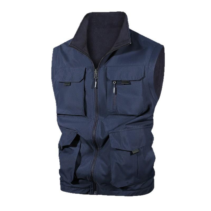 MultiPocket Vest StandUp Collar Loose Large Size Sleeveless Jacket Casual Men'S Vest Vest Vest Vest