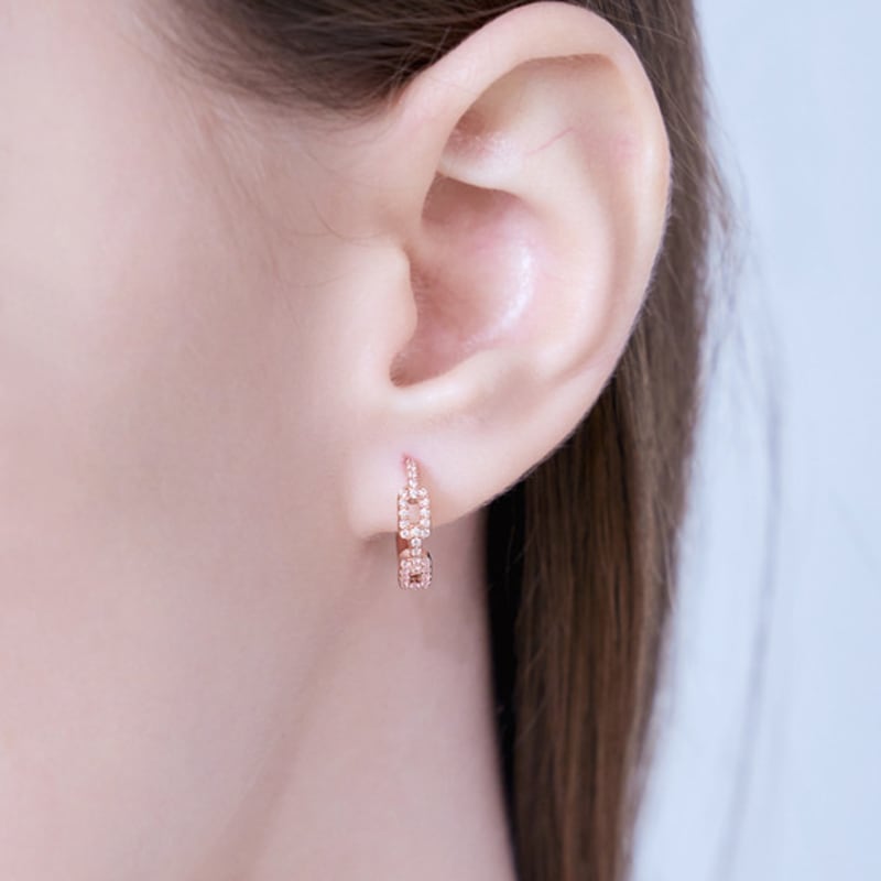 Ювелирные изделия ELLE Цепочка из 14-каратного золота Серьги-кольца с застежкой-клипсой (Золотой пин) ELGPEE440