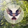1pc Patriotic Eagle & American Flag Metal Mandala Wind Chime - 360° Rotating Hook, No Batteries Needed, Durable Outdoor Garden & Balcony Decor