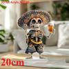 Mexican Skull, 2D Flat Acrylic, Tabletop Decoration, Ornaments, Suitable for Living Room, Office, Gifts, Halloween, Christmas