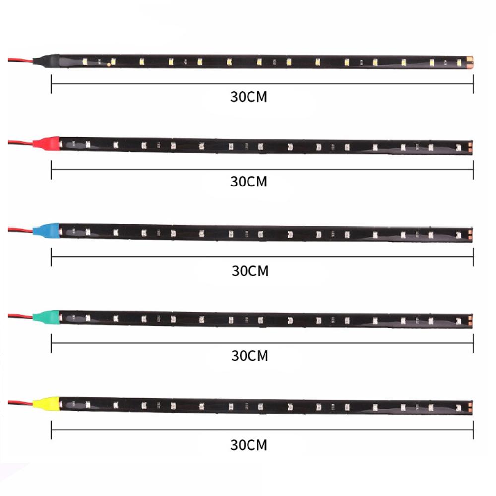 2 шт. 30 см светодиодная лента DRL 3528 1210 15SMD Автоаксессуар Автомобильное освещение салона Декоративное освещение атмосферы Желто-зеленый 12 В Белый