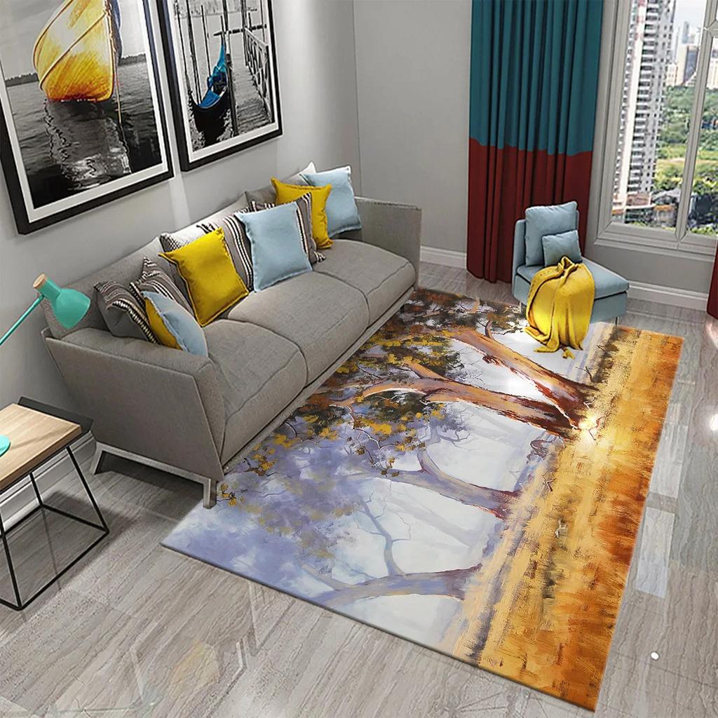 Colorful Tree Abstract Oil Painting Carpet Living Room Bedroom Decor Rug Room Floor Mats Kitchen Bathroom Entrance Non-slip Mats