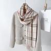 Ретро шарф в клетку высокого класса осень и зима имитация кашемира простой теплый платок студенческий стиль утолщенный шарф