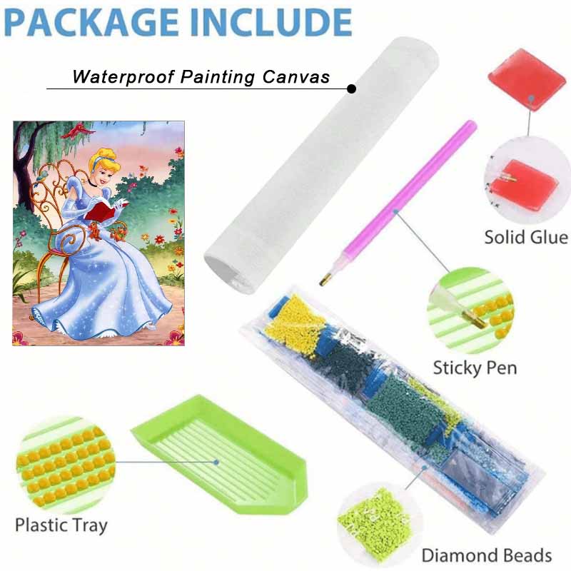 Disney DIY diamond painting 5d Cinderella reading a book cross stitch diamond living room bedroom decoration painting