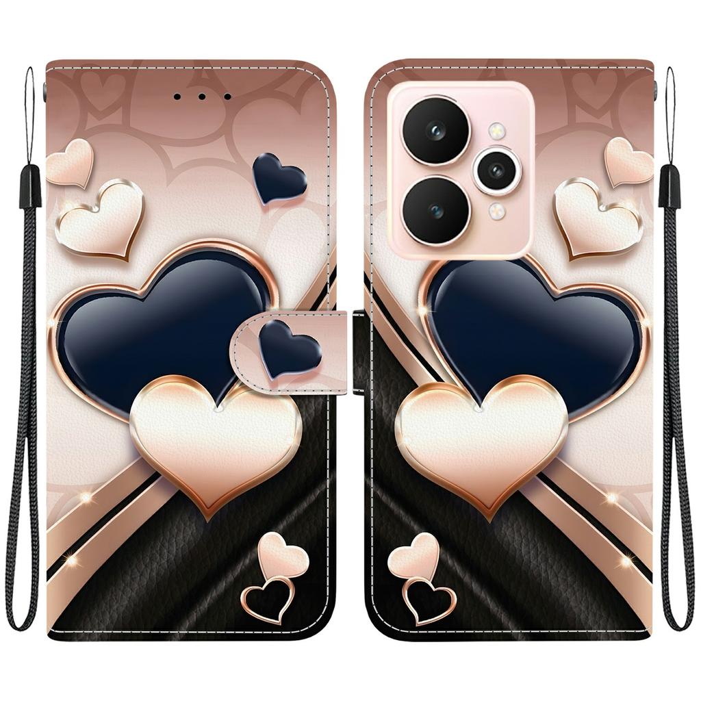 For Realme 15 Pro 5G/15 5G Leather Case Stand Wallet Pattern Printing Phone Cover with Wrist Strap