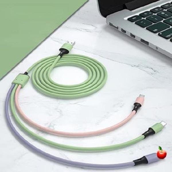 USB-кабель для зарядки GIMIRO 3 в 1. Кабель для быстрой зарядки типа C. Совместим с большинством смартфонов. 120 см, цветной.