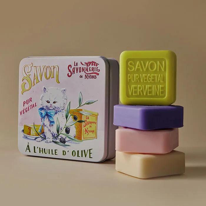 French Natural Signature Bar Soap 100g x 4 (Large Tin) Housewarming Gift Newlywed Gift