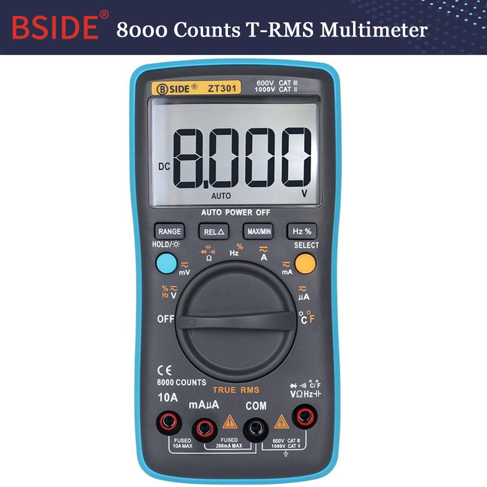 Digital Multimeter BSIDE ZT301 302 True-RMS DC/DA Voltmeter Ammeter Multimetro DMM Resistance Ohm Cap Hz Temp Tester