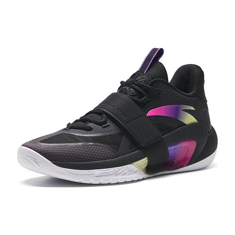 Anta Легкие противоскользящие прочные баскетбольные кроссовки средней высоты мужские кроссовки черные фиолетовые 912321603S-3