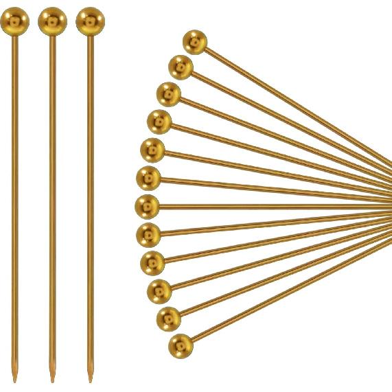 Hitefu 15 шт. Шпажки для коктейлей из нержавеющей стали, Металлические зубочистки для коктейлей, Многоразовые коктейльные шпажки для напитков, оливок, закусок и фруктов (4,3 дюйма,