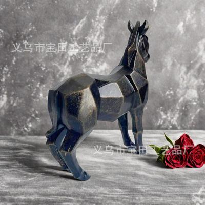 Полимерная статуэтка-орнамент Граненая статуэтка коня для дома, офиса, рабочего стола, полимерное украшение