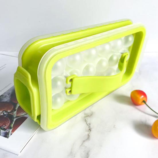 Форма для кубиков льда с крышкой, пищевой силикон, аппарат для изготовления кубиков льда, без BPA, легкое извлечение, удаление одним нажатием, лоток для льда для морозильной камеры