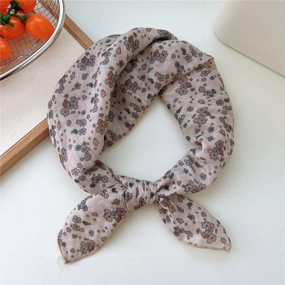 Korean-Inspired Cotton Linen Silk Scarf - Elegant, Simple, High-End Neckerchief for Spring & Autumn