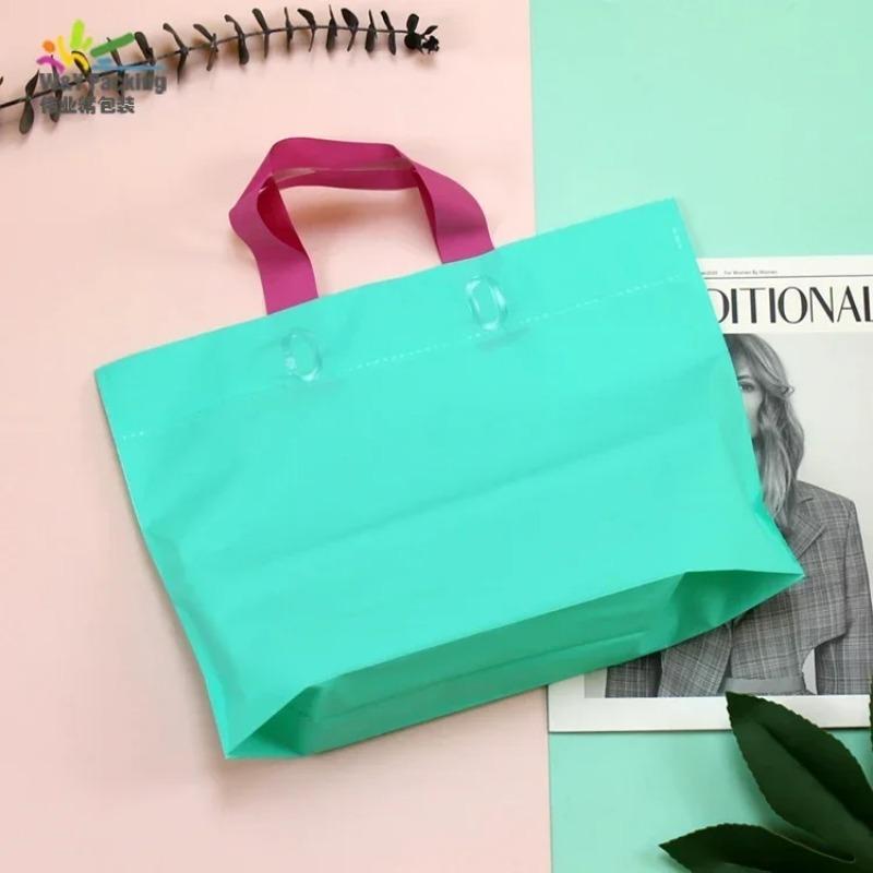 50 шт., сумка для одежды, односторонняя пластиковая матовая сумка для покупок, двухсторонняя печать, персиковое сердце, клетчатая упаковка с нижним упаковочным мешком