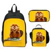 Hoppers Beaver Metamorphosis Print 3-Piece Set School Backpack Lunch Bag Pencil Case Cartoon Student Set