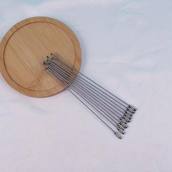 10Pcs Stainless Steel Wire Keychains 1/1.5/2mm Cable Loop Connecter