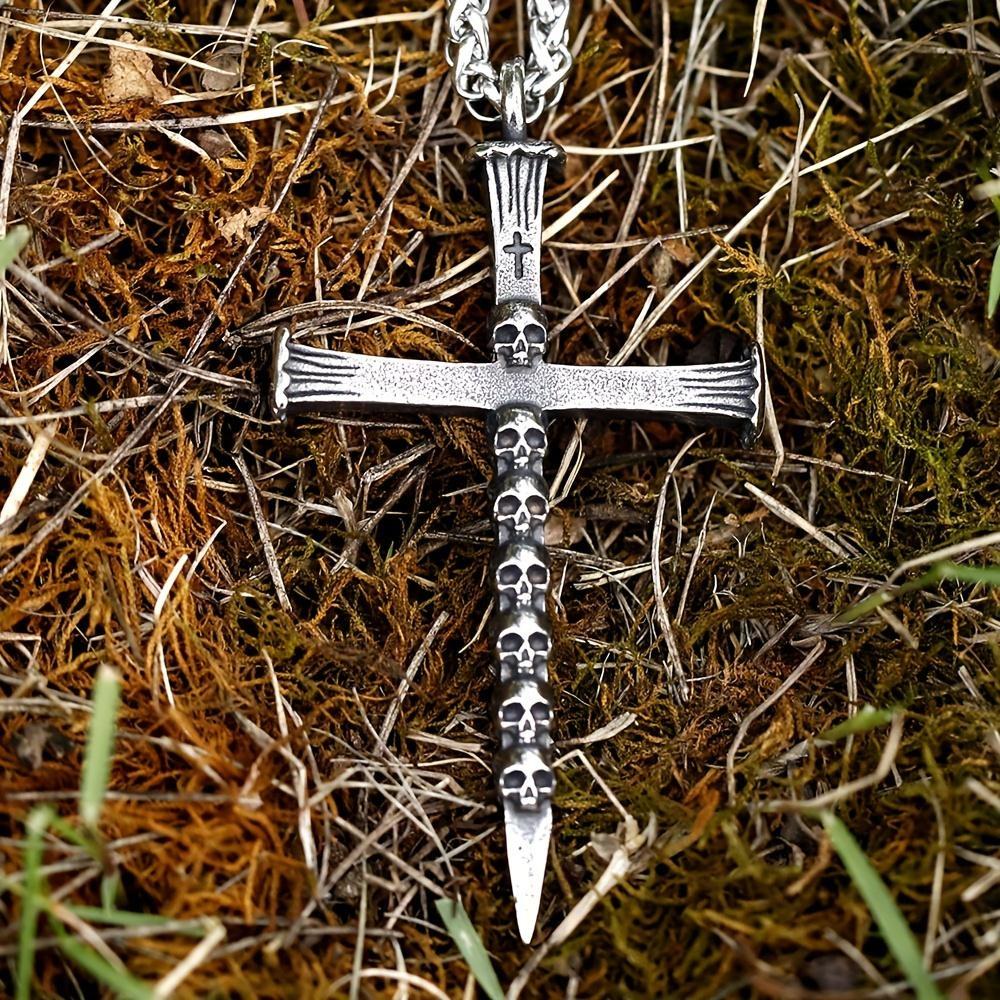 Новый креативный дизайн, ожерелье с крестом и черепом, кулон для мужчин, ювелирные изделия в стиле готический панк для подарка