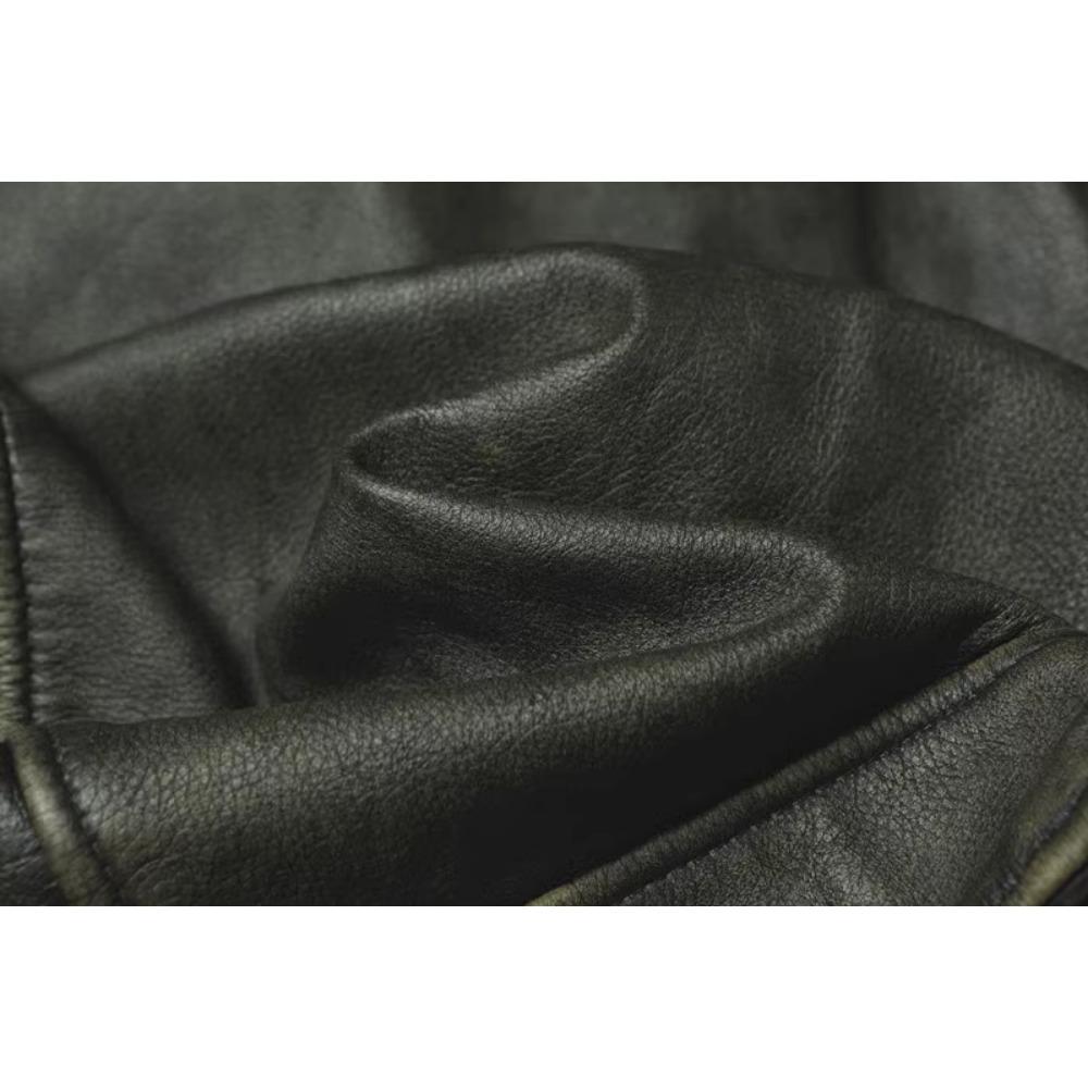 Китайский размер, винтажная оливково-зеленая натуральная воловья мужская кожаная куртка, осеннее пальто с отложным воротником из натуральной кожи