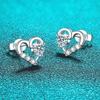 D Color 4mm Certified Heart Moissanite Stud Earrings for Women Classic Christmas Gift S925 Sterling Silver Ear Studs GRA