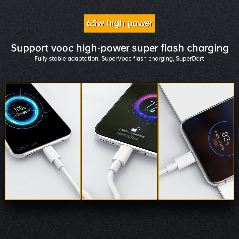 FONKEN Кабель Oppo Type C USB-кабель 65 Вт Сверхбыстрая зарядка Кабель для зарядки Super Vooc