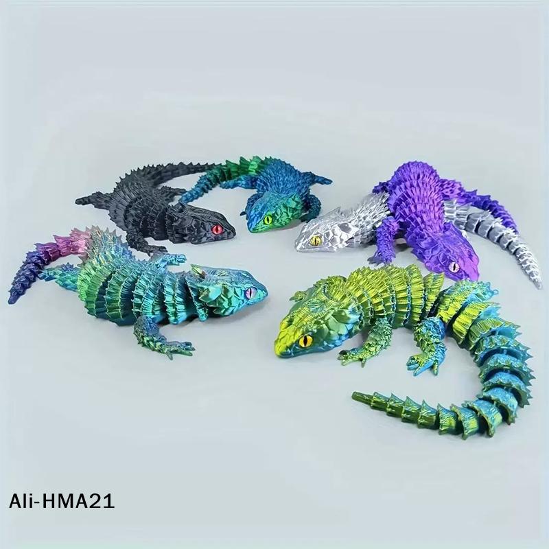 3D-печатные статуэтки сросшихся ящериц, подвижные мультяшные, креативные настольные растения, украшения для рокария, аквариума