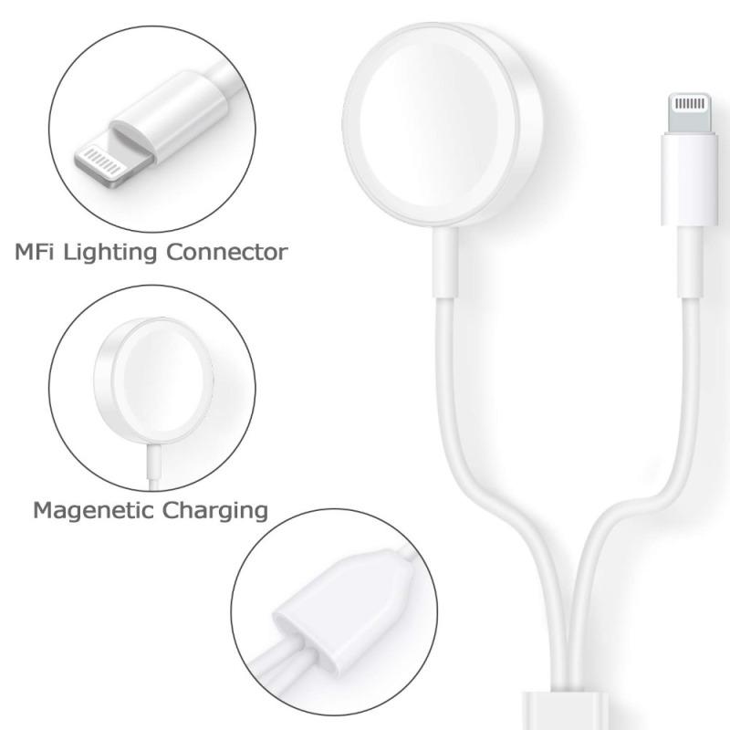 Беспроводное зарядное устройство 2 в 1 для Apple Watch Series 1 2 3 4 USB-магнитный зарядный кабель длиной 3,3 фута/1 метр