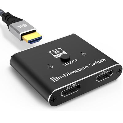 HDMI-коммутатор Chayoo 2 входа 1 выход 1 вход 2 выхода Двунаправленный селектор HDMI-распределитель ручной HDMI-коммутатор Высокая пропускная способность 48 Гбит/с Совместимость