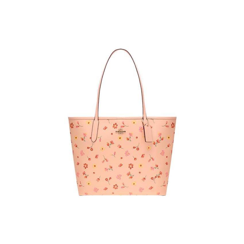 New COACH City PVC With Skin Tote Bag, Shopping Bag, Handbag, Shoulder Bag Women's Pink Patchwork Floral All Over Print C8743-IMSMX