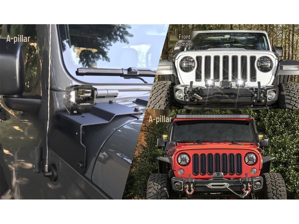 3-Inch LED Spotlight for Wrangler Off-Road Front Bumper A-Pillar Modification