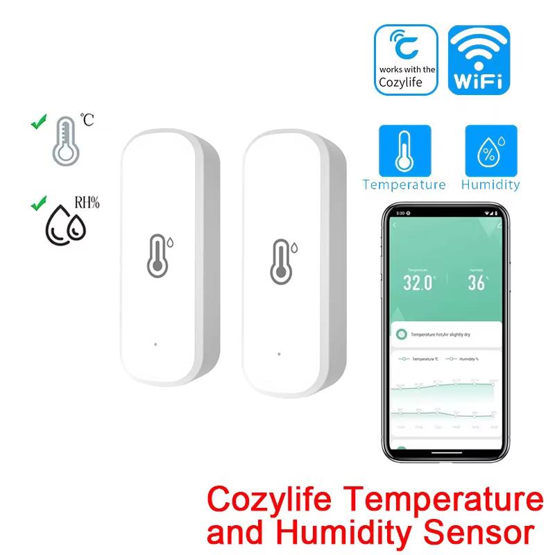 1-4 шт. Tuya Zigbee/Cozylife WiFi Датчик температуры и влажности Мониторинг в реальном времени Удаленный мониторинг через приложение Голосовые оповещения Alexa Google Assistant