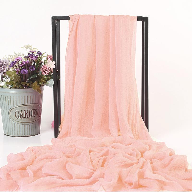 Летний однотонный искусственный шелк, очень большой шелковый шарф, пляжное полотенце для моря, длинный весенне-летний женский шифоновый шарф, плиссированная шаль