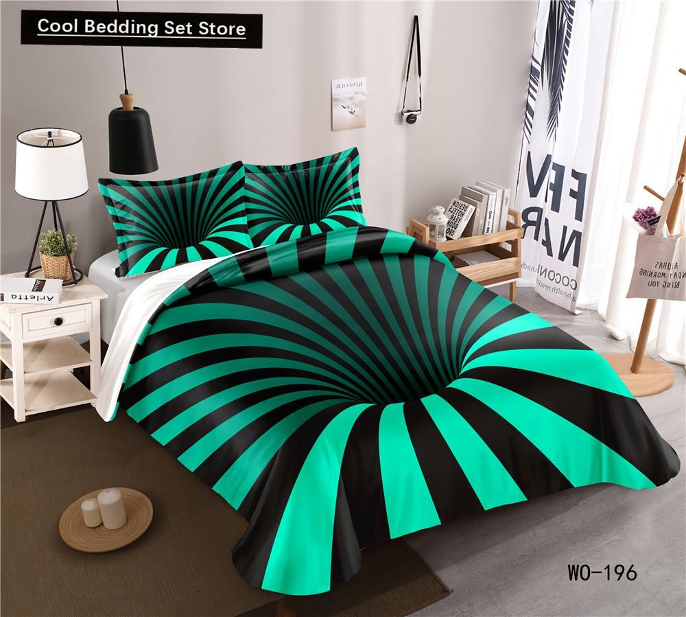 3D психоделический абстрактный одеяло комплект постельного белья для двуспальной кровати Queen 2/3 шт. King Full Size синий полиэстер одеяло