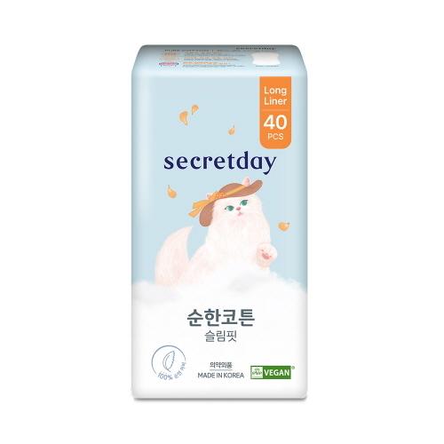 [100% Pure Cotton] Secretday Pure Cotton Slim Fit Sanitary Napkin, 6 Types, Choose 1 (Long Liner/Medium/Large/Overnight/Wearable Overnight)