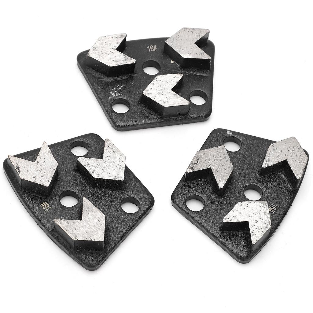 3Pcs Trapezoid Diamond Grinder Concrete Grinding Shoes Cutting Tool Disk Set 16# Black