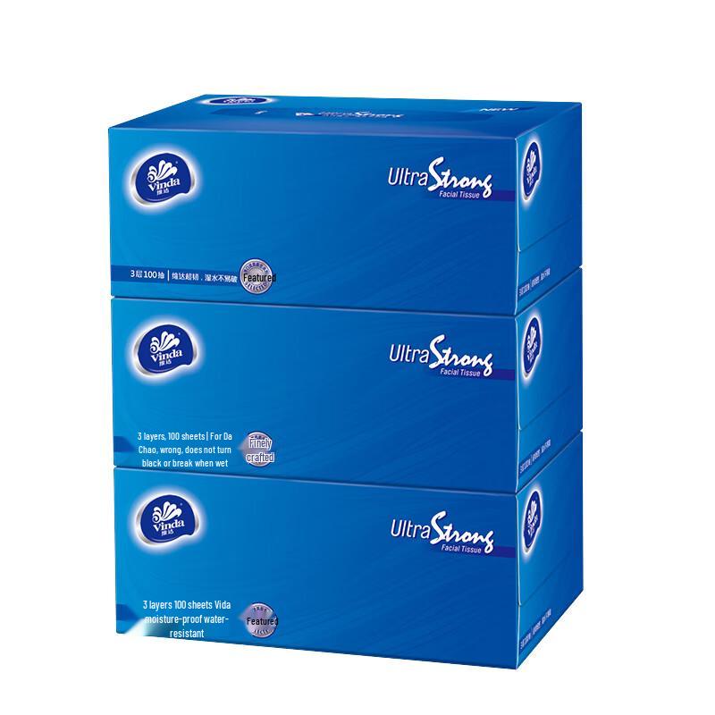 Vinda Ultra-Tough 3-Ply Facial Tissues, 12 x 3-Box Packs
