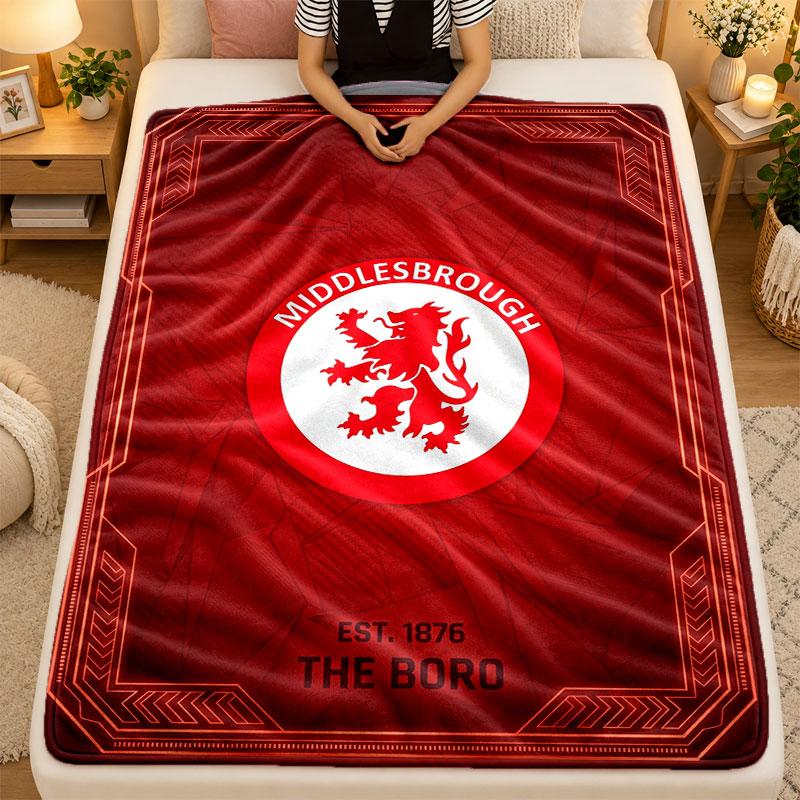 Flannel BlanketMiddlesbrough FC Warm Soft Throw Blanket for Indoor Sofa Bed Living Room Use
