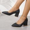 Мода Мода Офис Формальные Туфли Платья Большой Размер Элегантный Острый Носок Однотонные Черные Пу Туфли Лодочки Женские 2025 Белые Квадратный Средний Каблук Туфли Лодочки