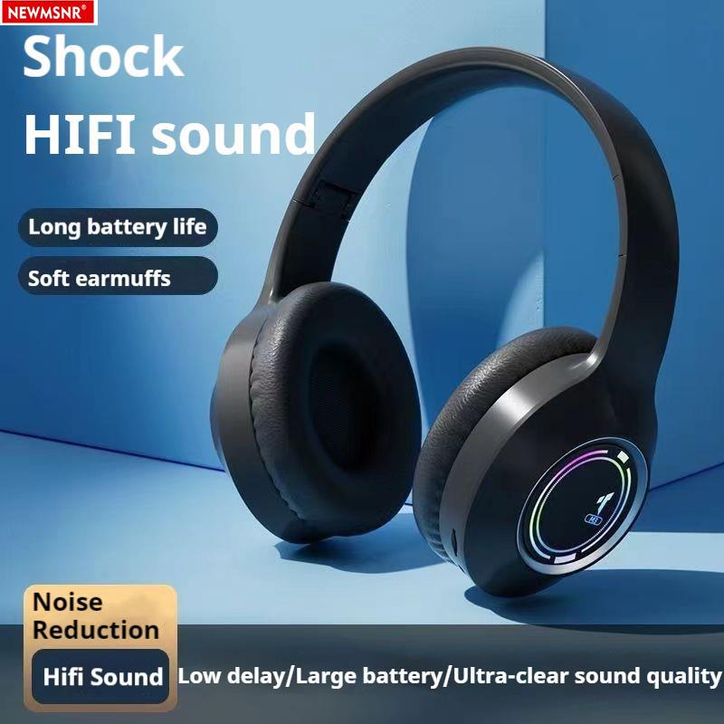 Colorful Light Wireless Bluetooth Headphones Over Ear HIFI Stereo Headsets Sports Gameing Earphones TF/AUX Music Player HD Mic