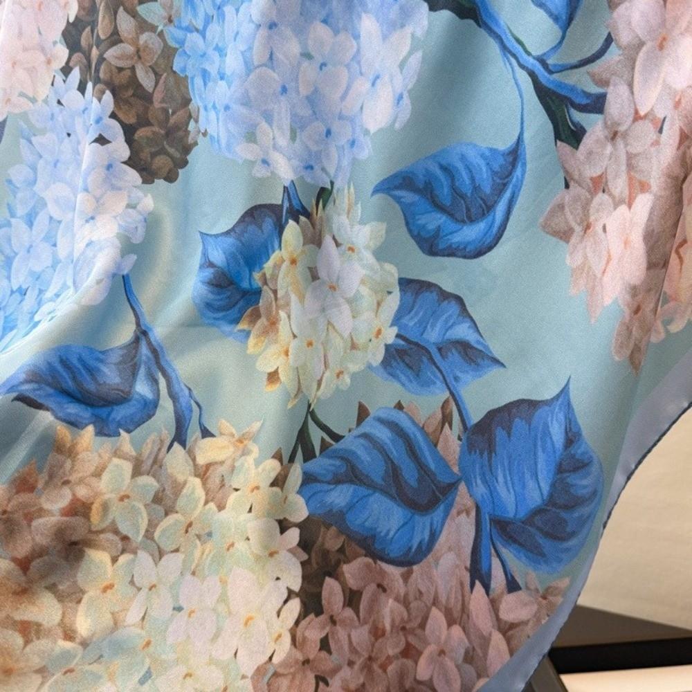 Floral Print Square Silk Scarf Luxury Neckerchief Scarf Hair Band Bandana Scarf Women